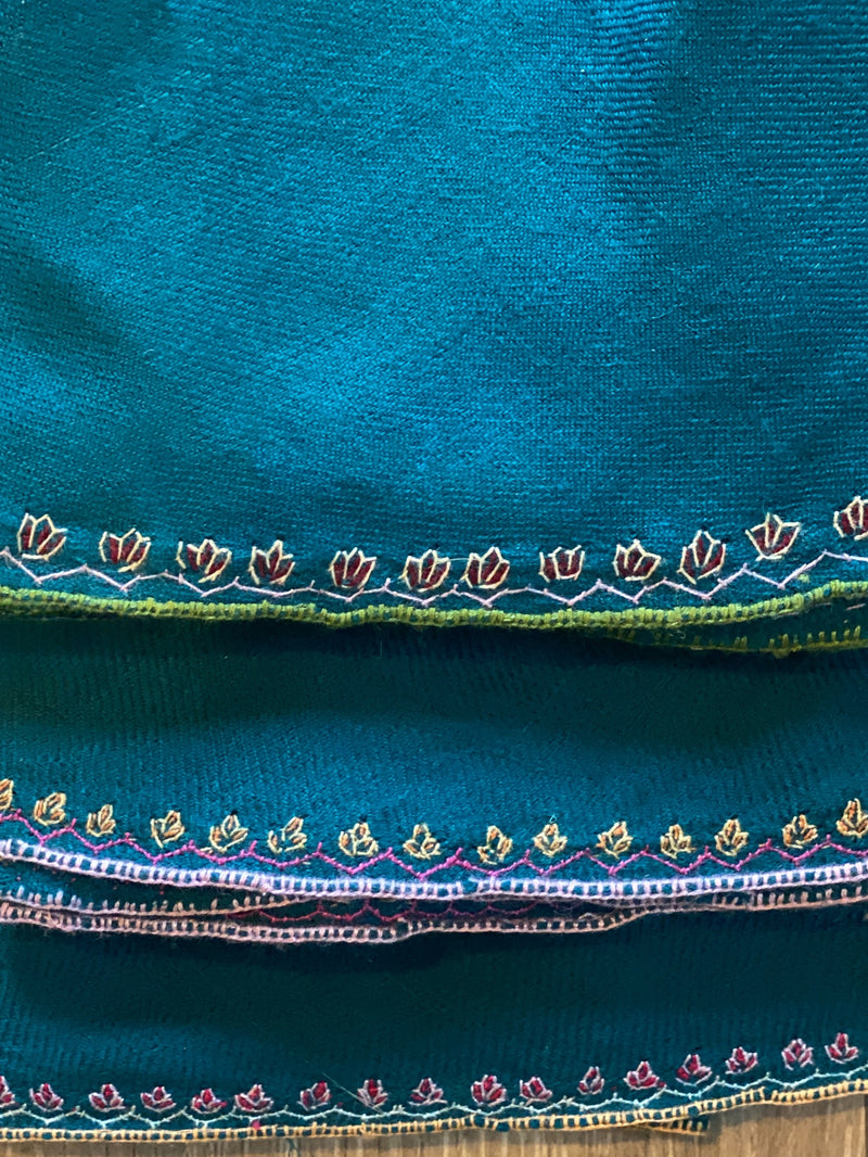 Embroidered Shahmina Neck Scarf - Cerulean