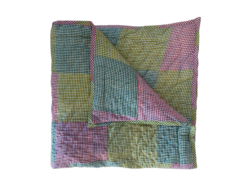 Block Printed Quilt - Patchwork Gingham