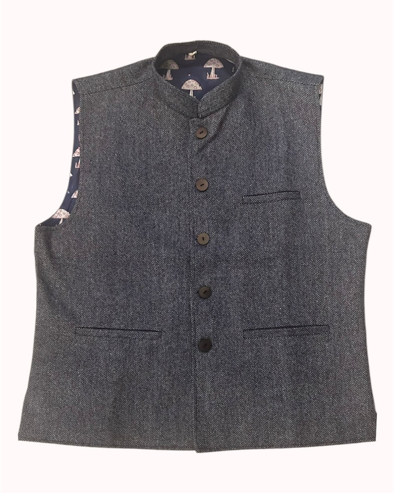 Navy Tweed Waistcoat