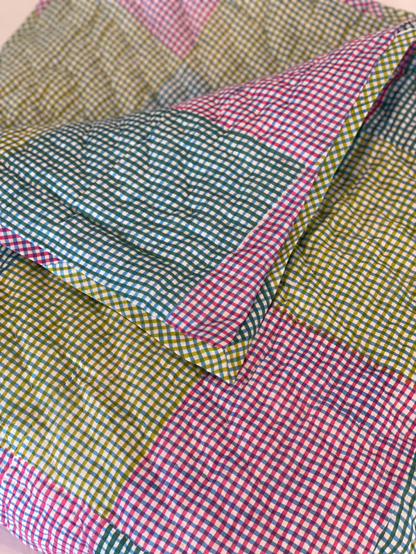 Block Printed Quilt - Patchwork Gingham