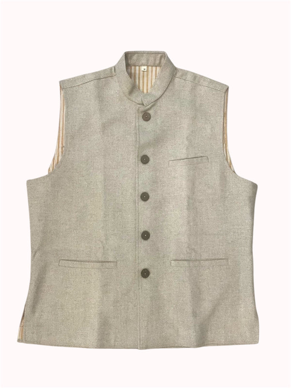 Beige Tweed Waistcoat