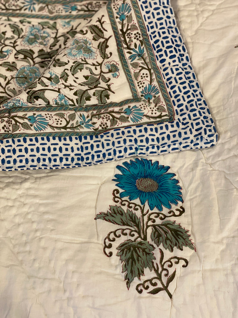 Block Print Quilt - Blue Motif