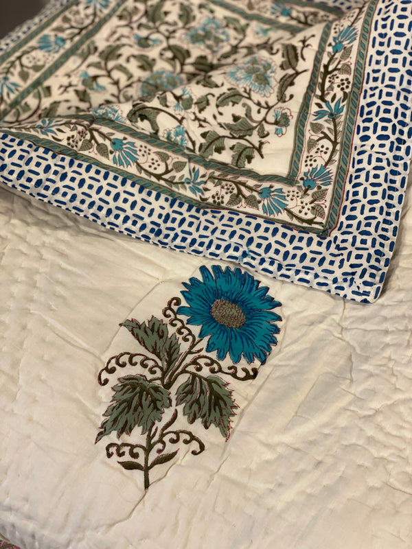 Block Print Quilt - Blue Motif