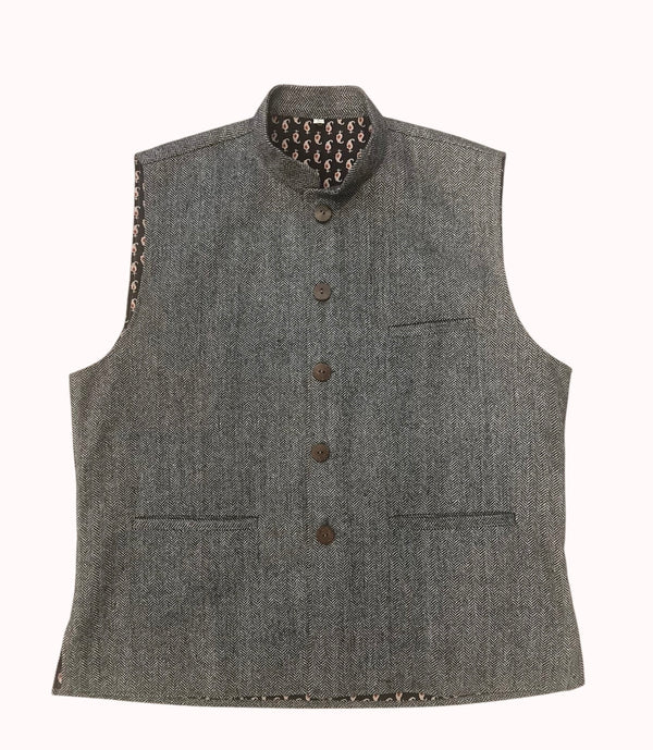 Black Tweed Waistcoat