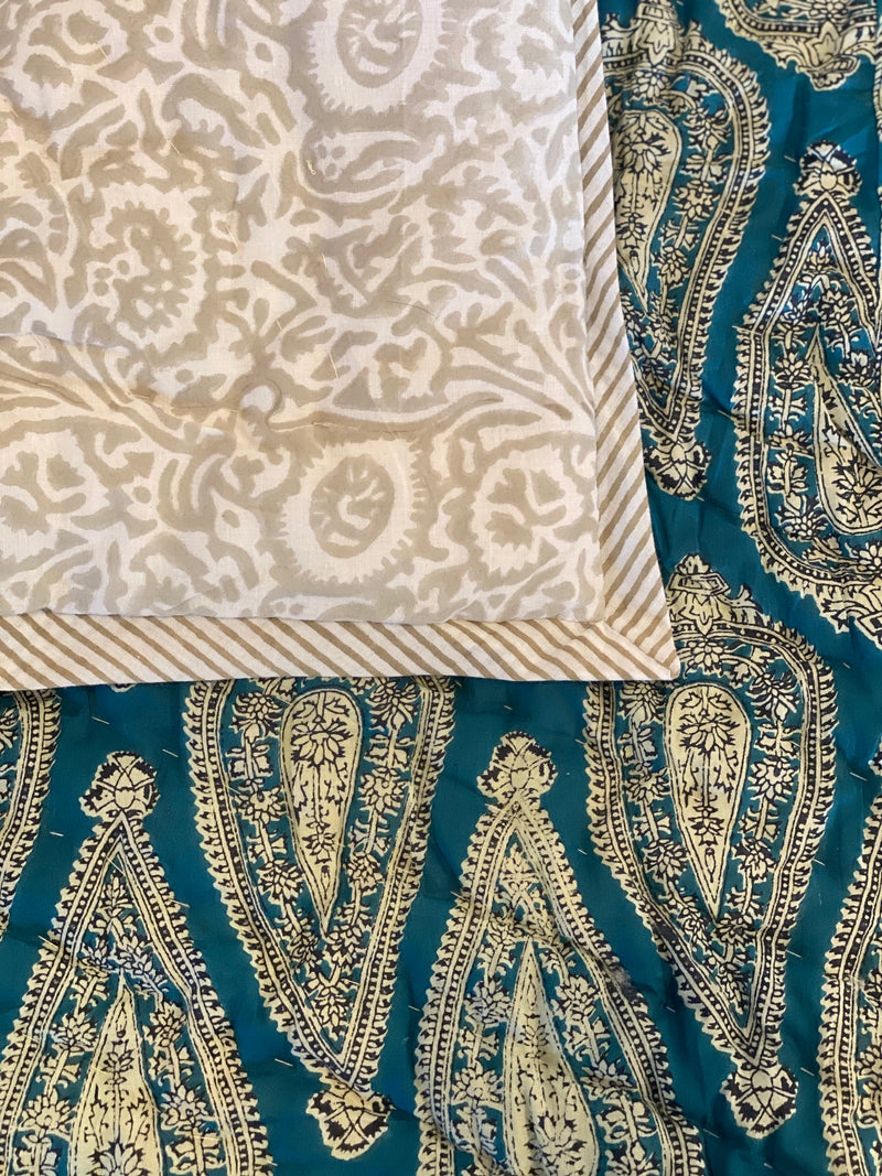 Block Print Quilt - Royal Blue Paisley