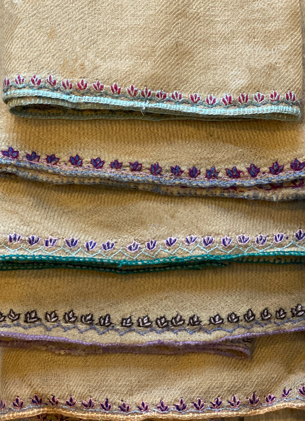 Embroidered Shahmina Neck Scarf - Natural