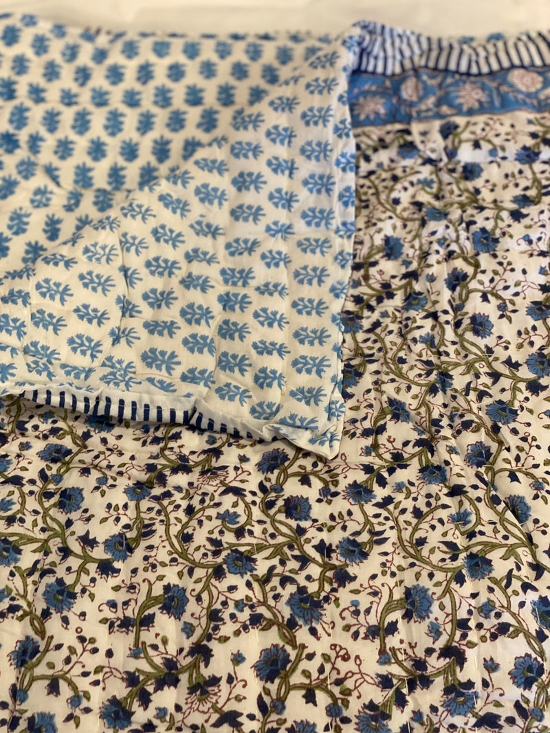 Block Print Quilt - Blue Ditzy Floral