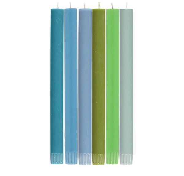 Set of 6 Striped Candles - Cool Rainbow