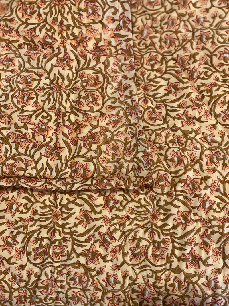 Block Printed Quilt - Peach Vine