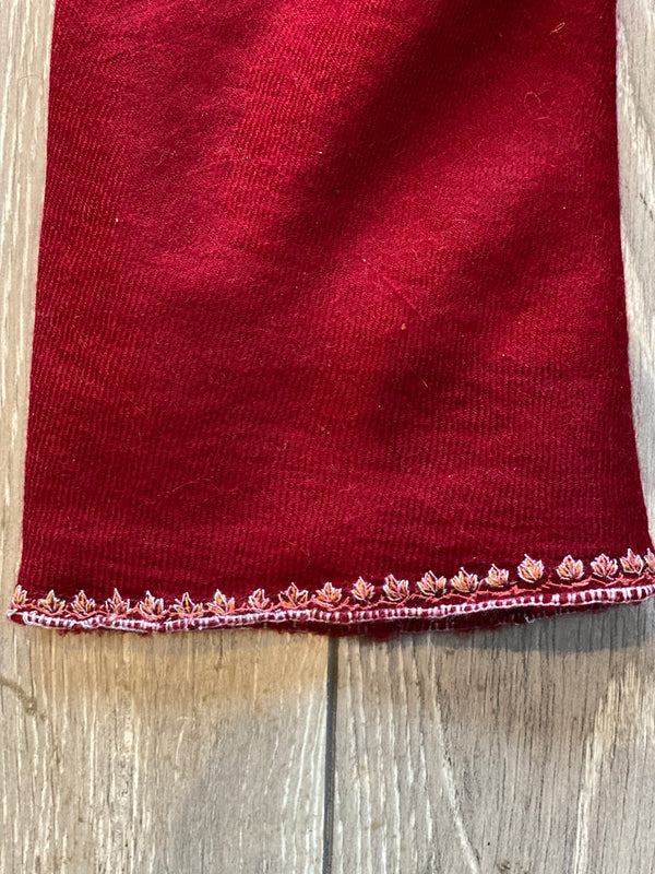 Embroidered Shahmina Neck Scarf - Ruby