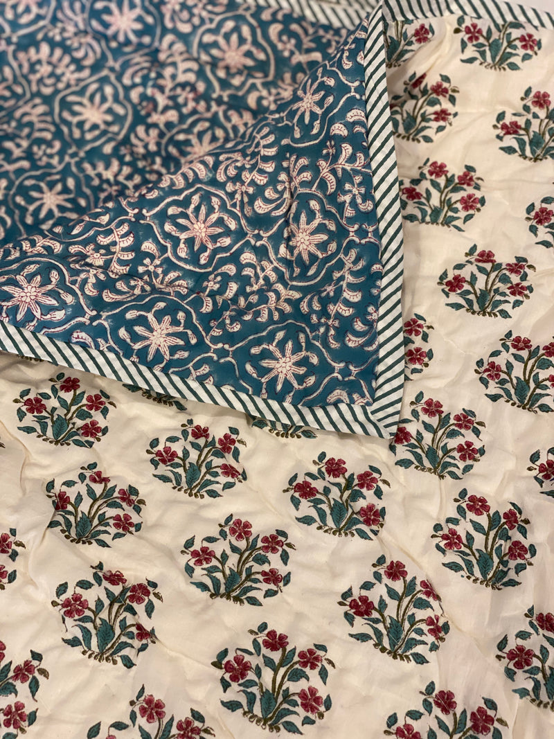 Block Print Quilt - Blue Motif