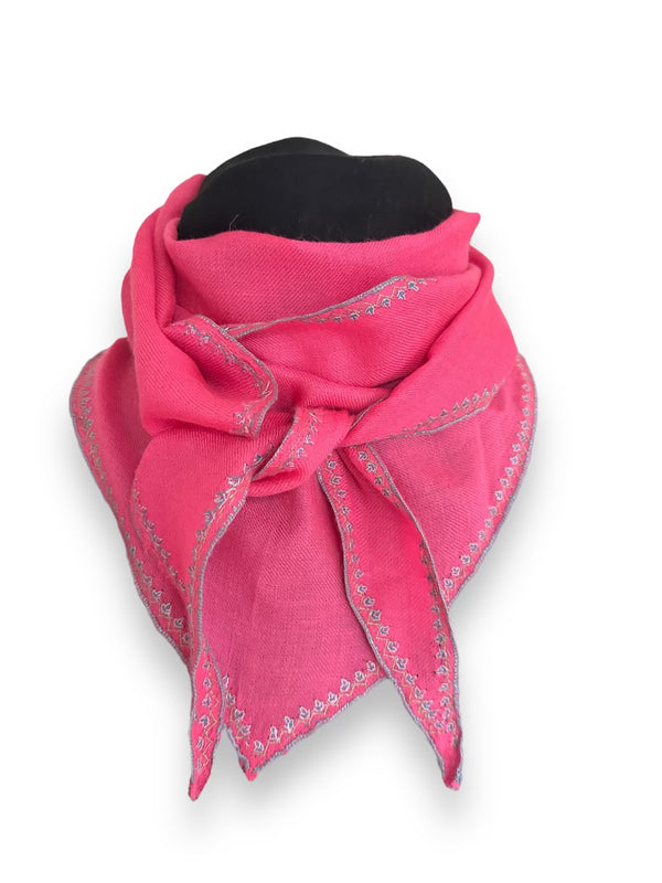 Embroidered Shahmina Neck Scarf - Rose