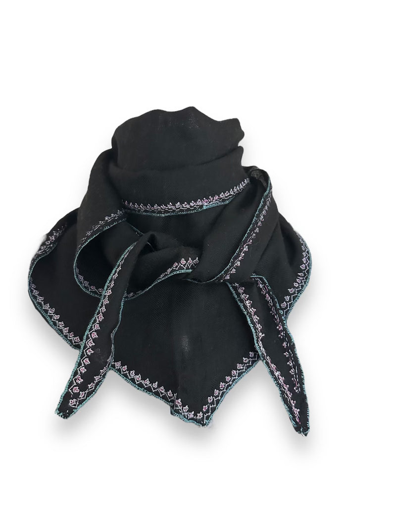 Embroidered Shahmina Neck Scarf - Midnight