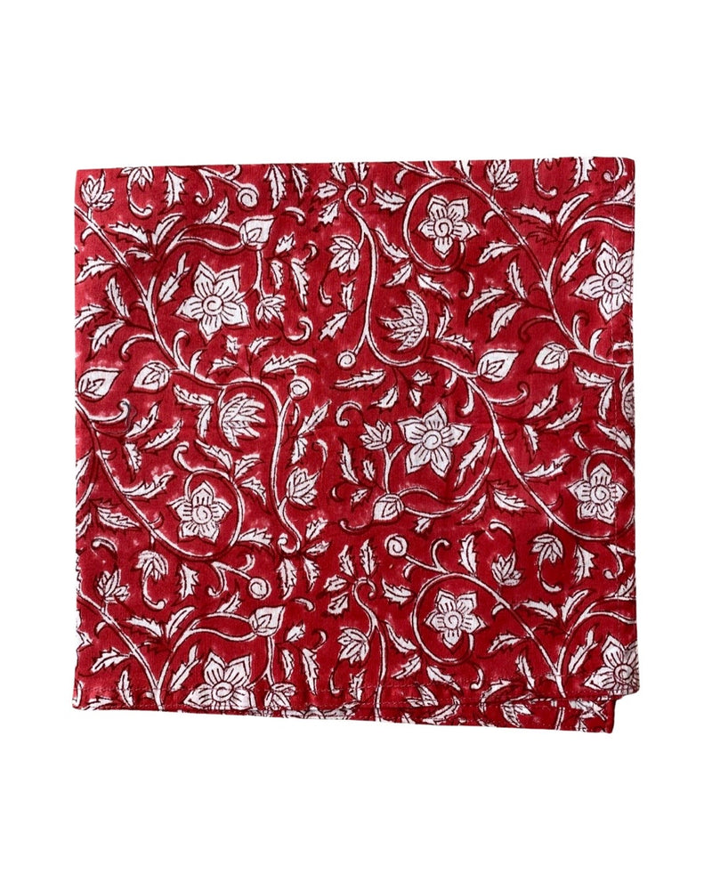 Set of 4 Placemats & Napkins - Red Floral