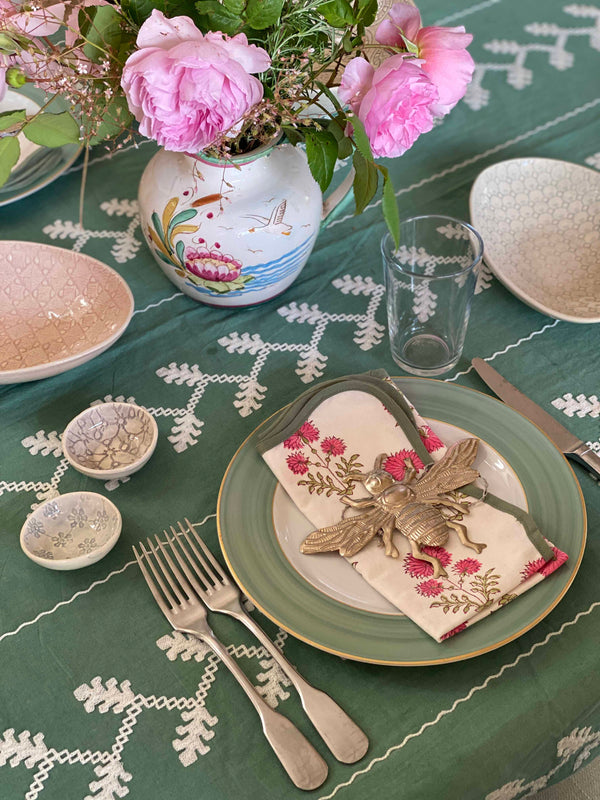 Folk Embroidered Tablecloth, 185 x 350cm - Green