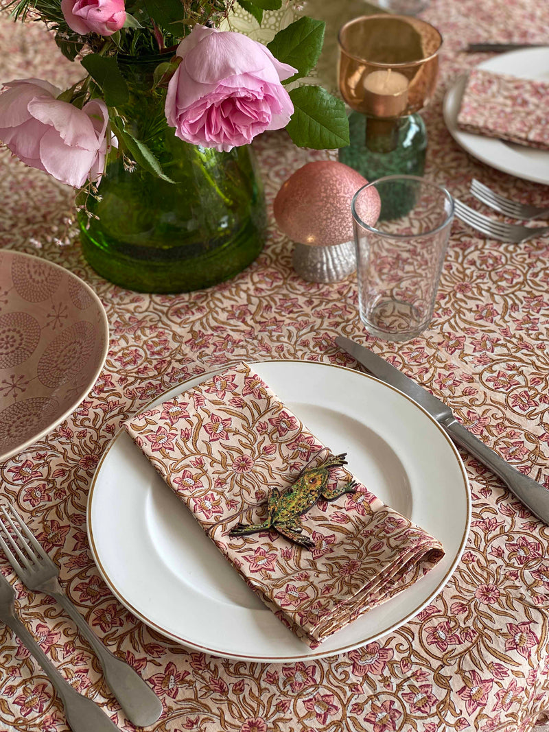 Pritti Block Printed Frilled Tablecloth