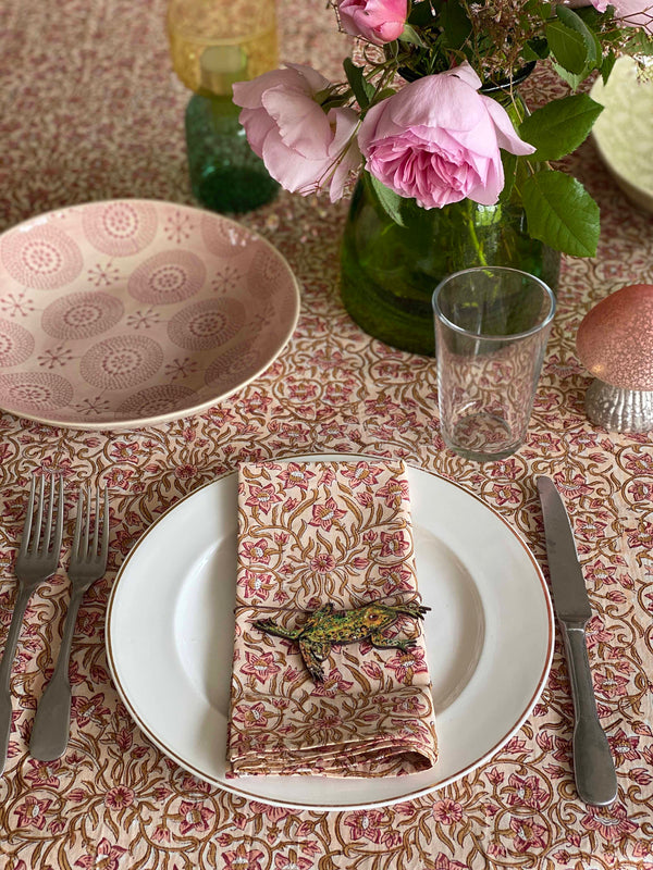 Pritti Block Printed Frilled Tablecloth