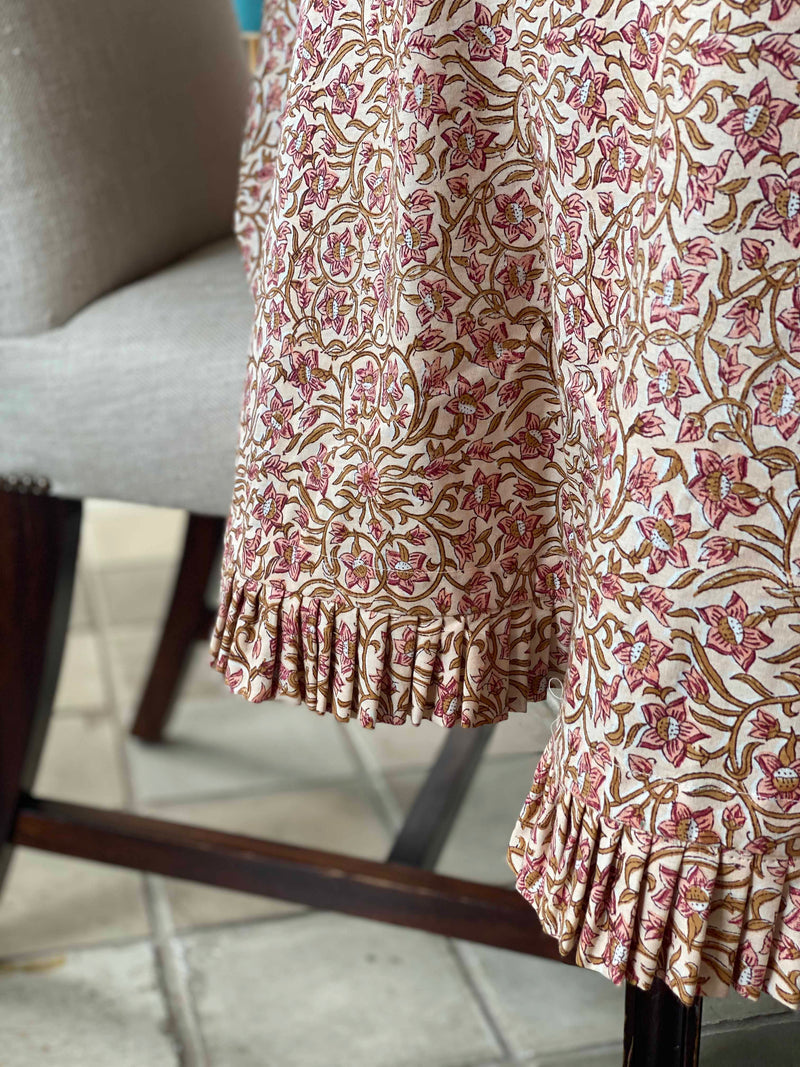 Pritti Block Printed Frilled Tablecloth