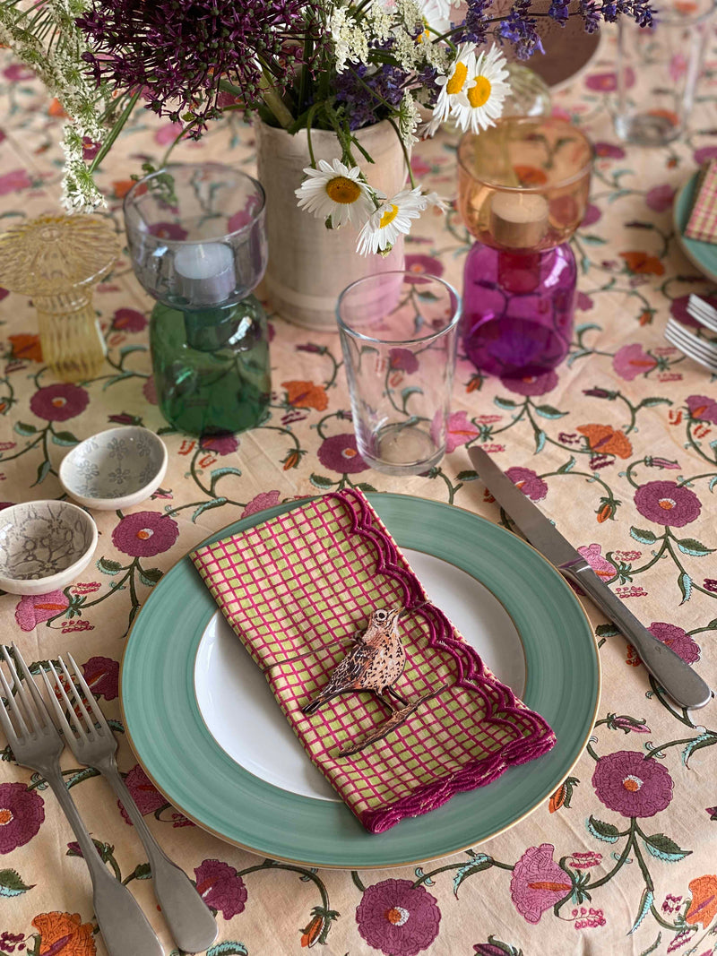 Yuvi Block Printed Frilled Tablecloth