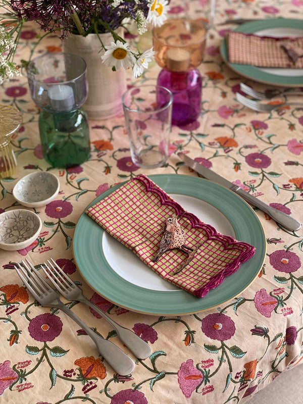 Yuvi Block Printed Frilled Tablecloth