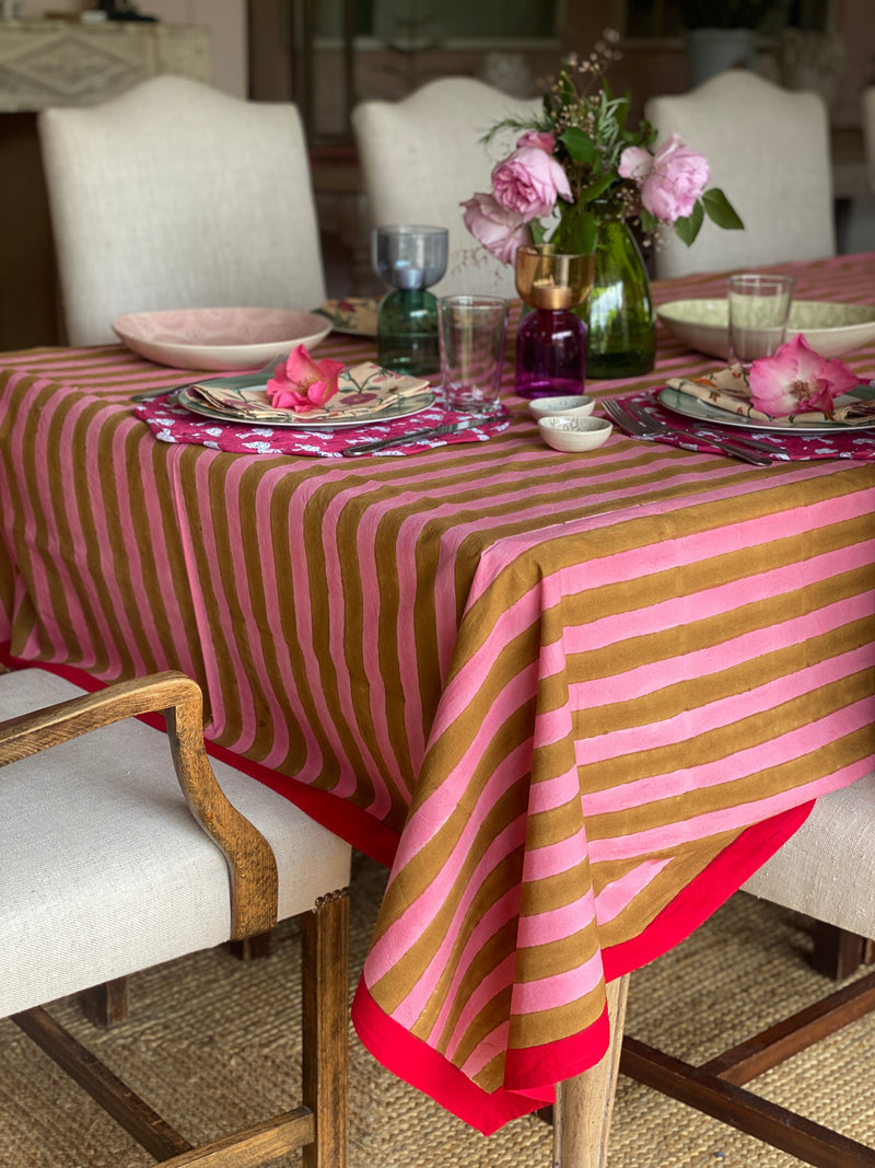 Wes Block Printed Tablecloth 170 x 350cm