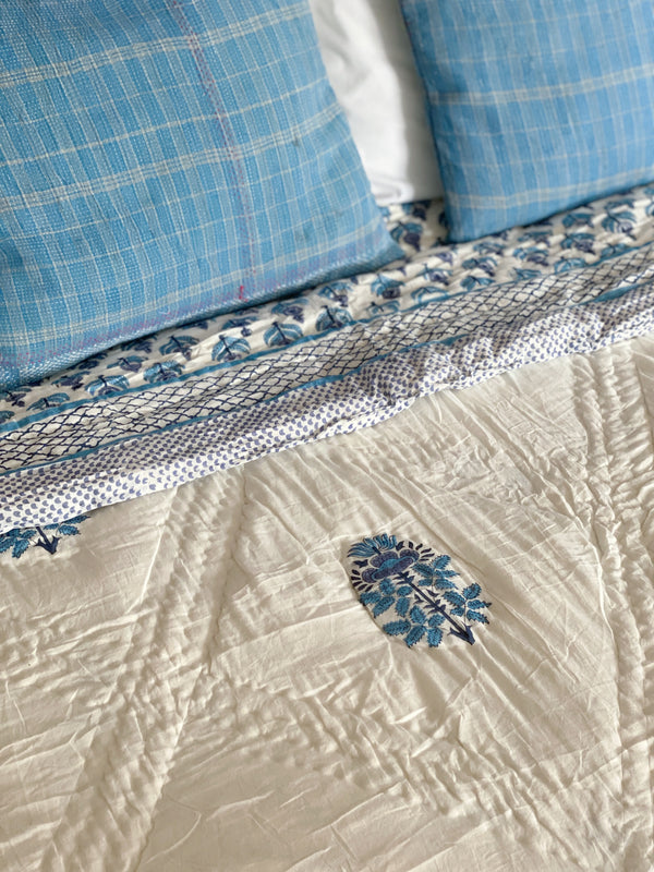 Block Print Quilt -  Blue Motif