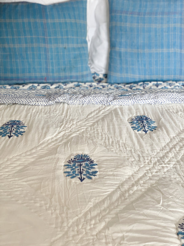 Block Print Quilt -  Blue Motif