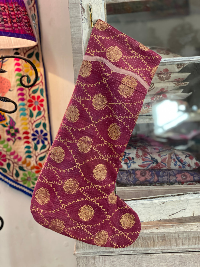 Vintage Kantha Stocking