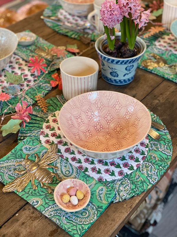 Frill Block Print Placemat & Napkin Set