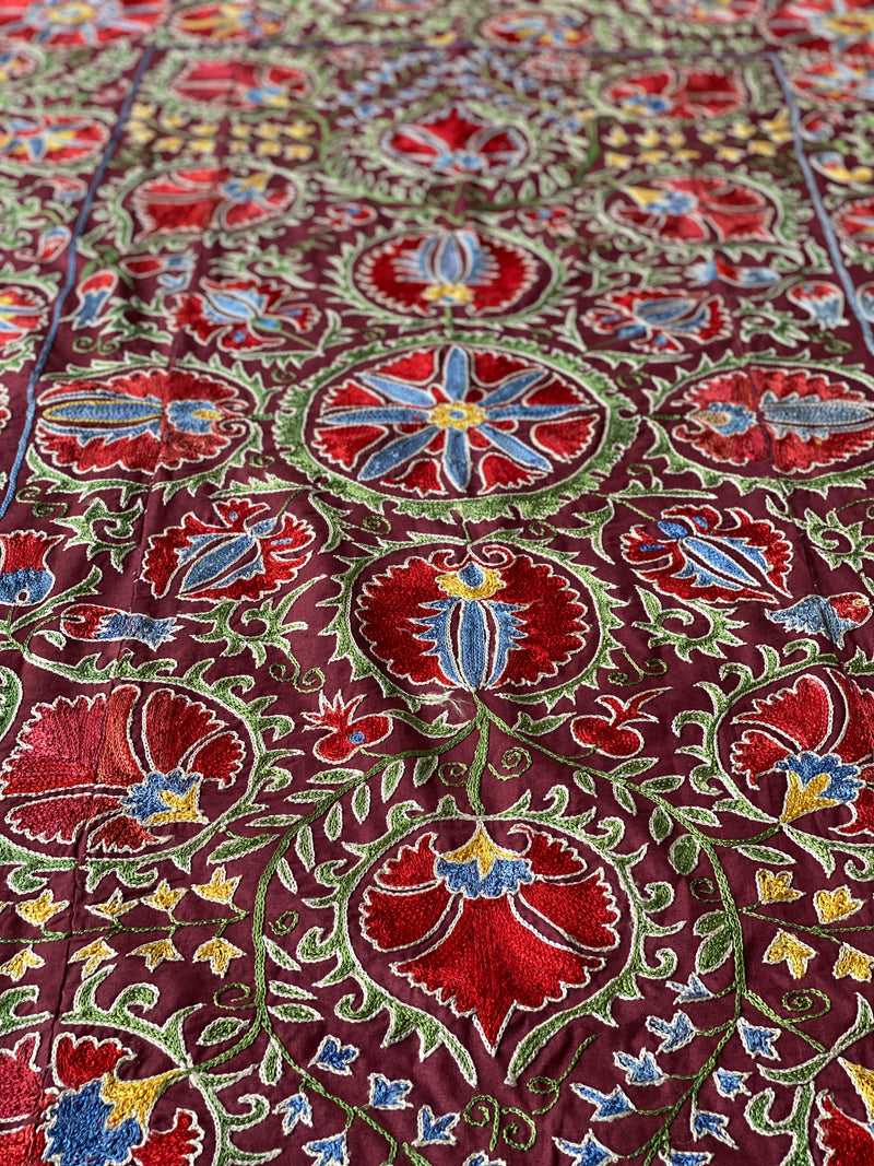 SILK SUZANI - DARK RED FLORAL