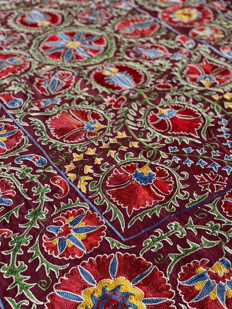 SILK SUZANI - DARK RED FLORAL