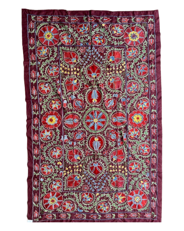 SILK SUZANI - DARK RED FLORAL