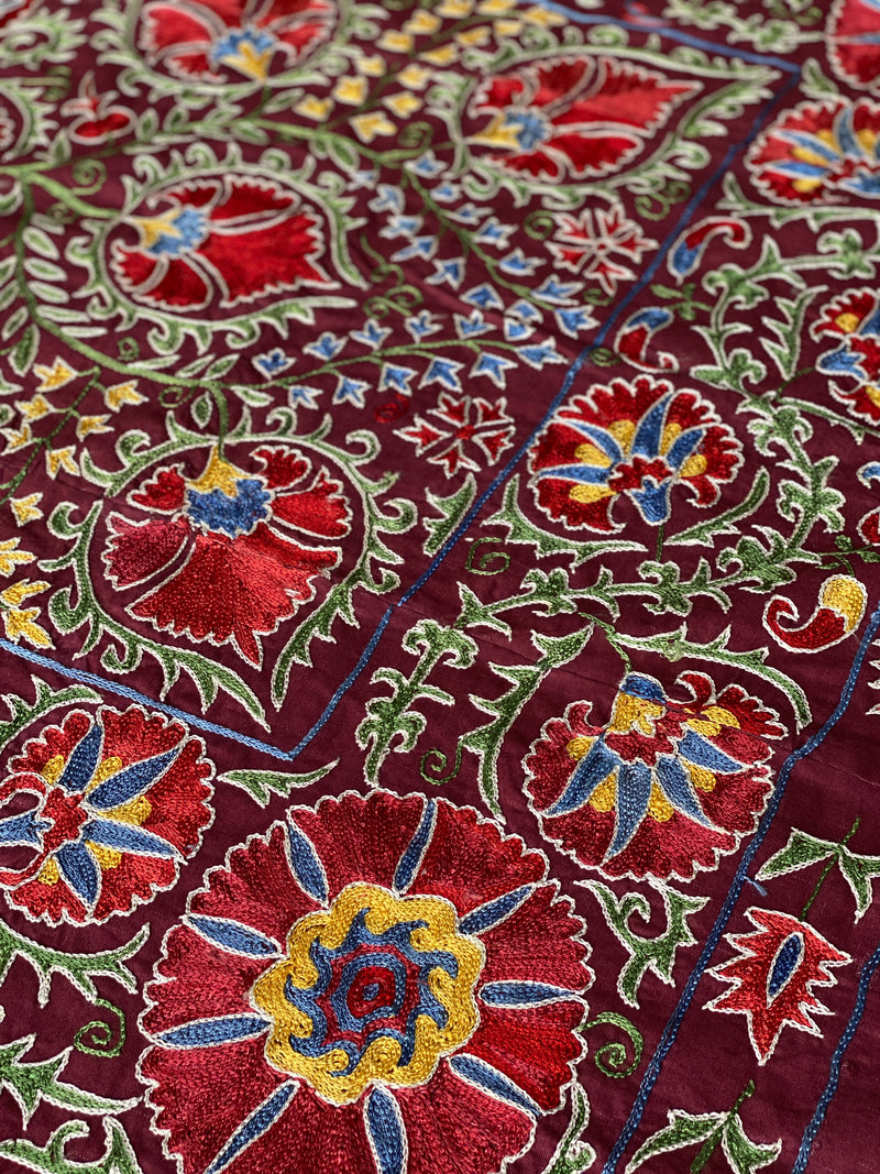 SILK SUZANI - DARK RED FLORAL